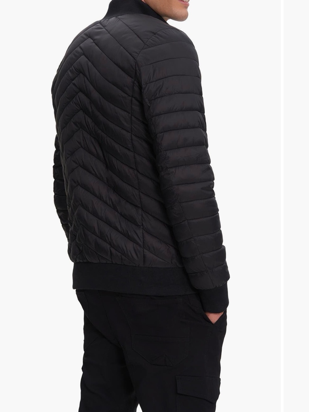 Noize Black Quilted Chevron Puffer Jacket - Picture 2 of 9